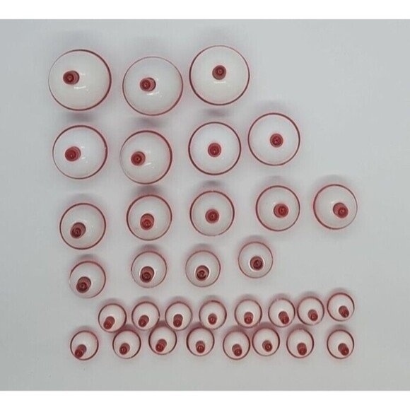 FISHING 34 Bobbers Red White Plastic SNAP ON FLOAT Assorted Sizes New - Picture 4 of 8